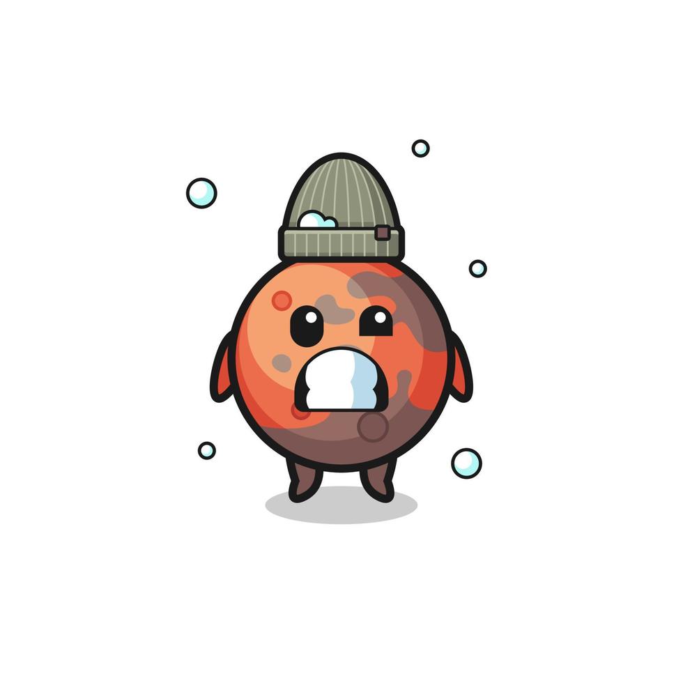 cute cartoon mars with shivering expression vector
