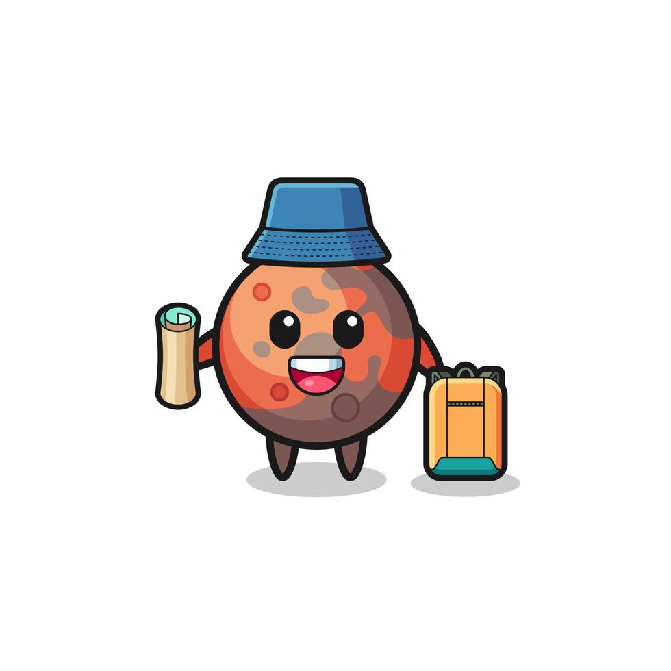 mars mascot character as hiker vector