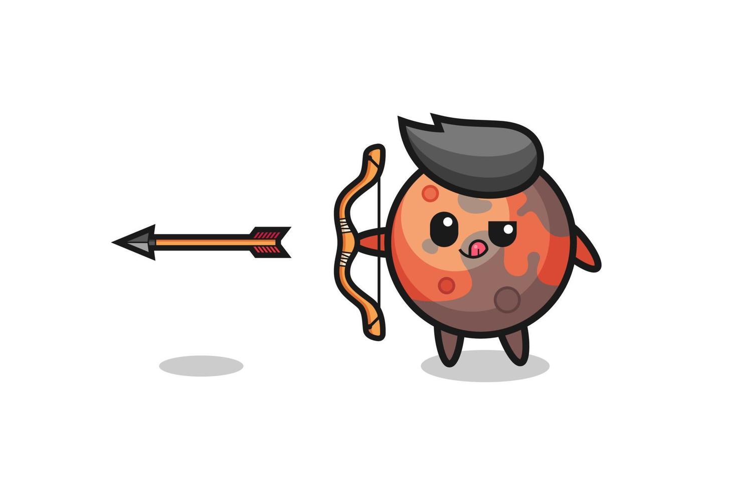 illustration of mars character doing archery vector