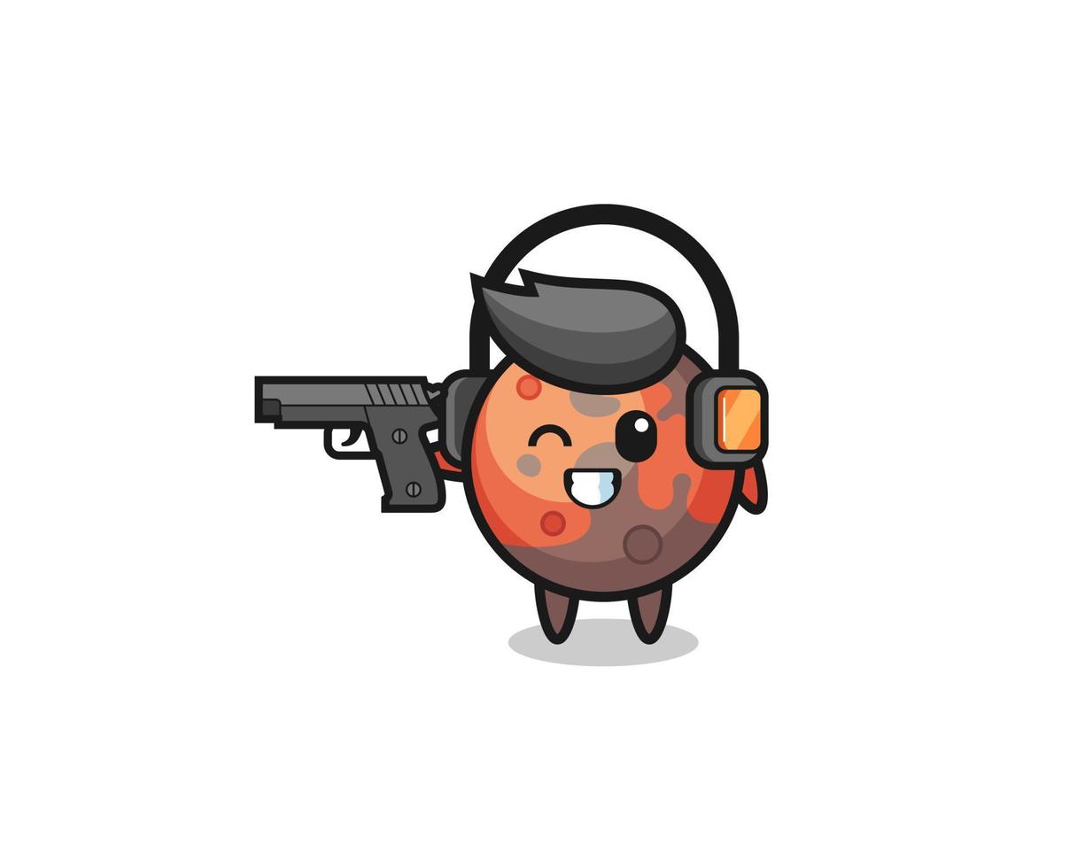 illustration of mars cartoon doing shooting range vector