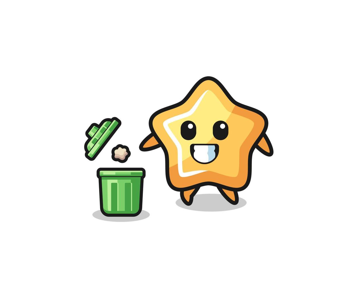 illustration of the star throwing garbage in the trash can vector