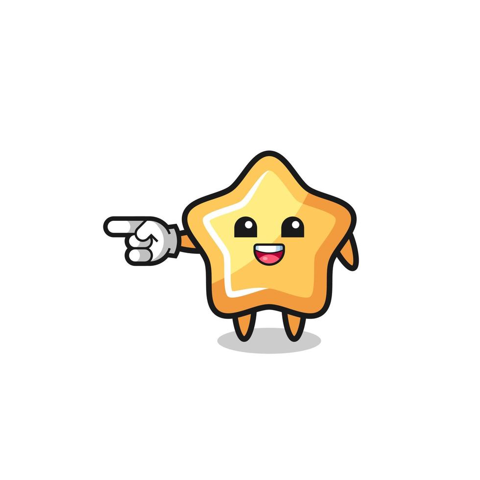 star cartoon with pointing left gesture vector