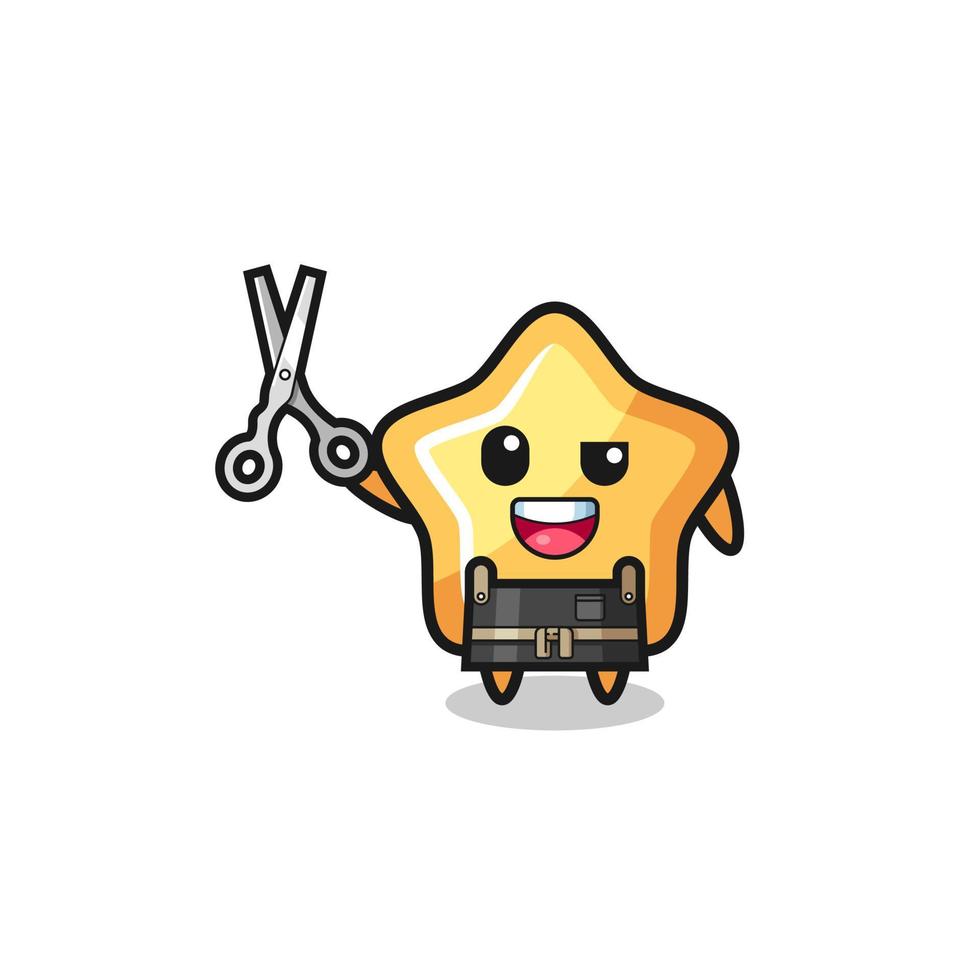 star character as barbershop mascot vector