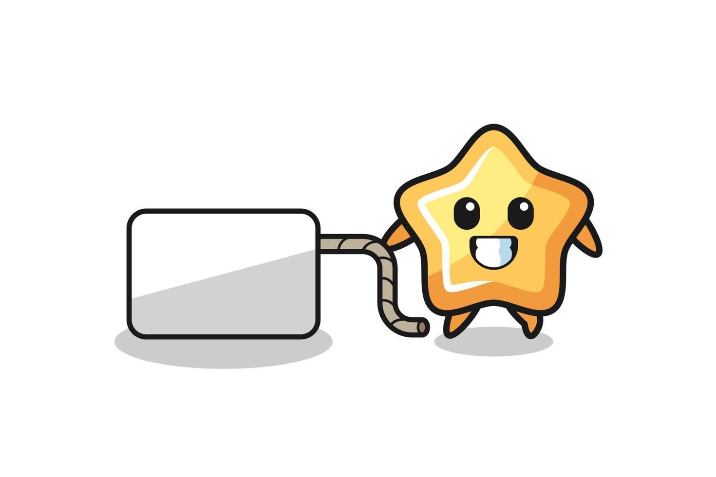 star cartoon is pulling a banner vector