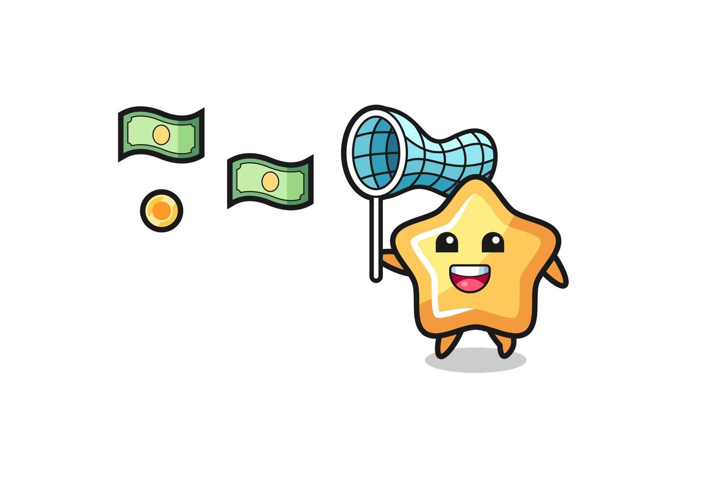 illustration of the star catching flying money vector