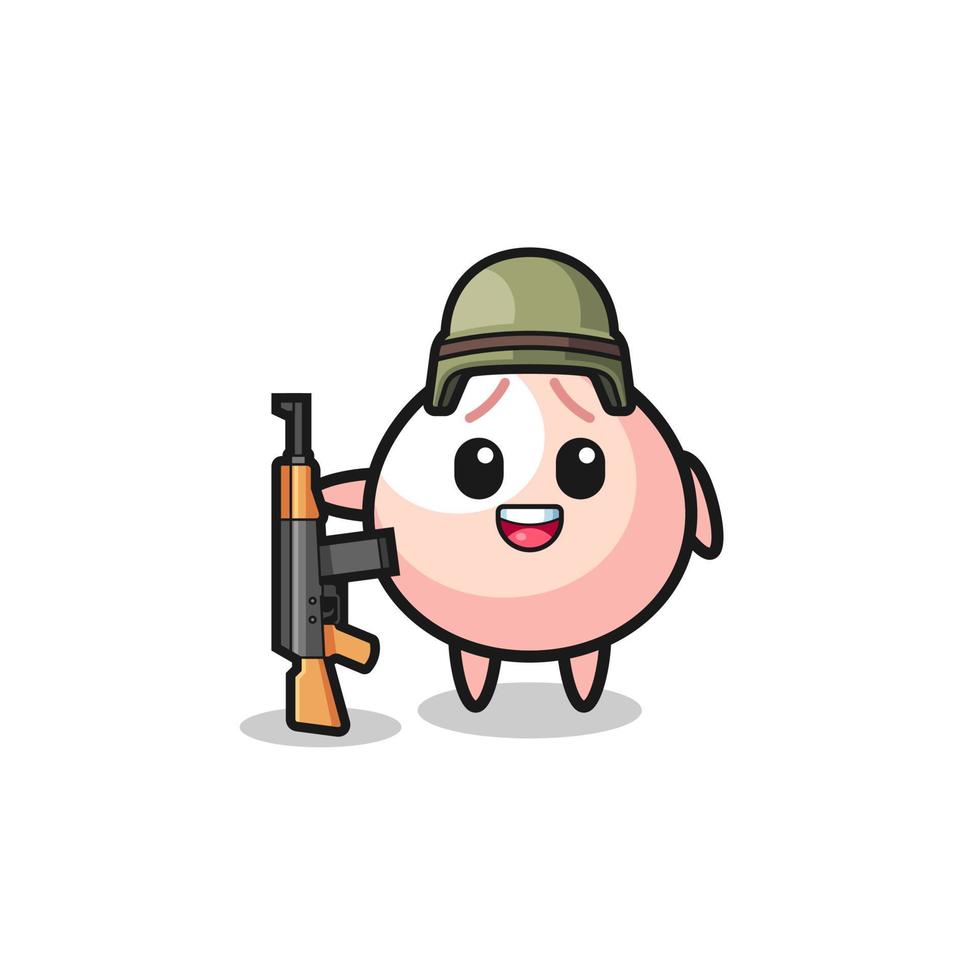 linda mascota meatbun como soldado vector