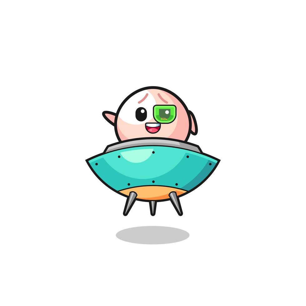 meatbun cartoon riding a future spaceship vector