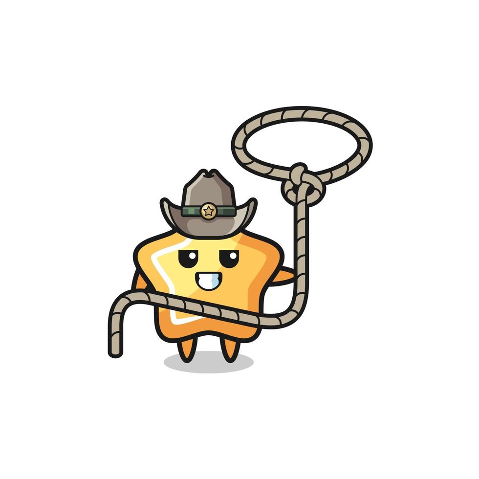 the star cowboy with lasso rope vector