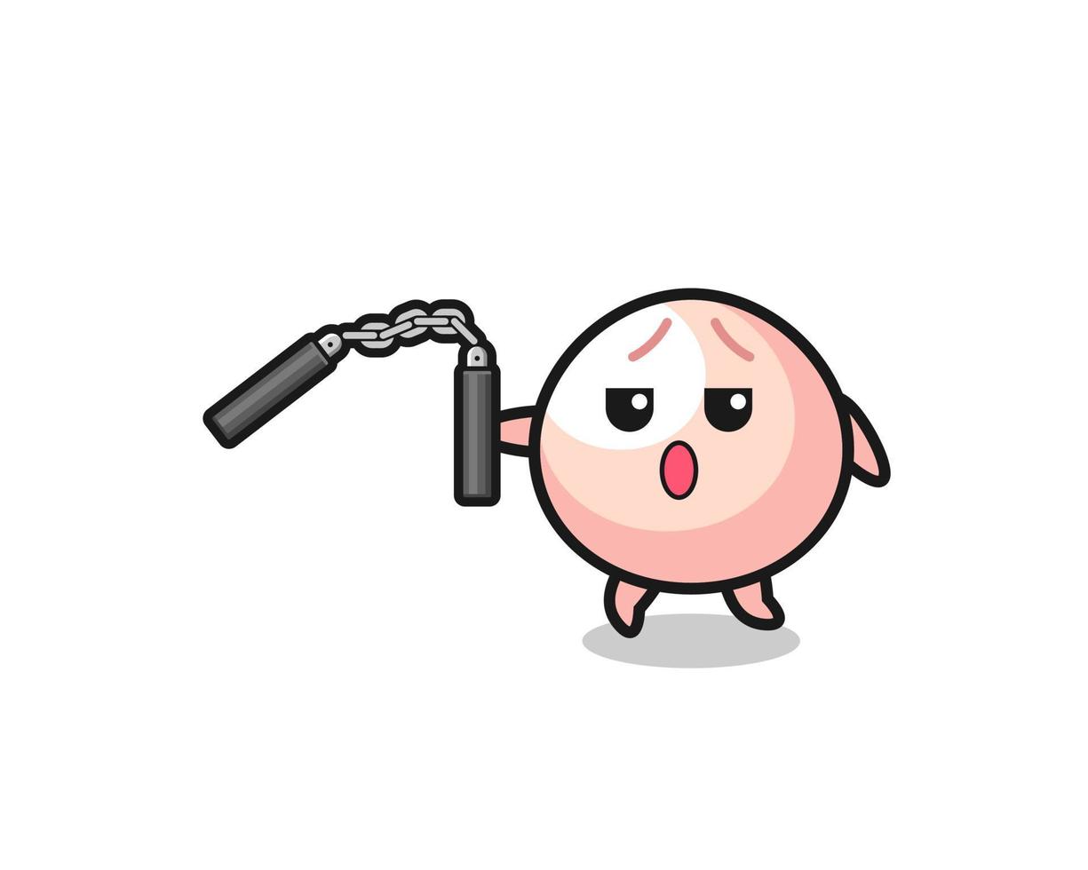 cartoon of meatbun using nunchaku vector