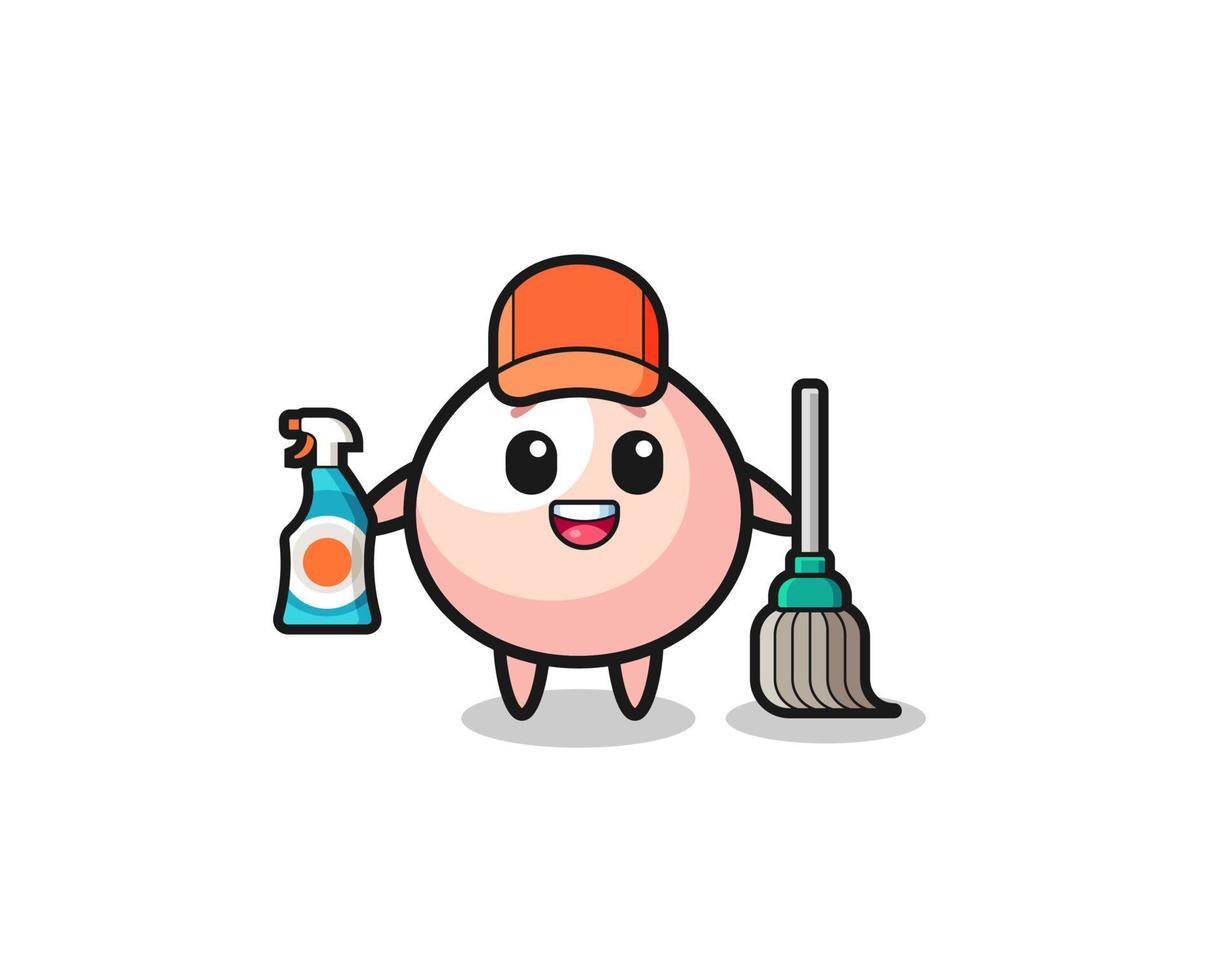 lindo personaje de meatbun como mascota de los servicios de limpieza vector