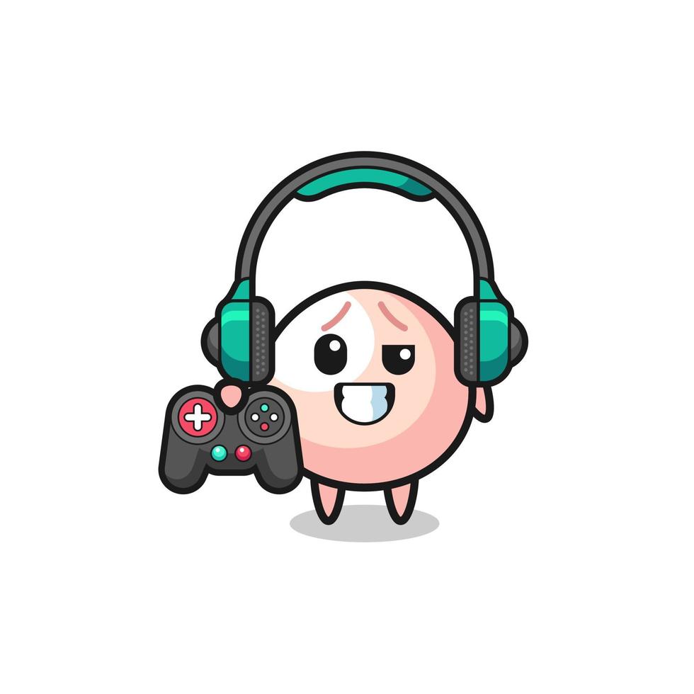 meatbun gamer mascot holding a game controller vector