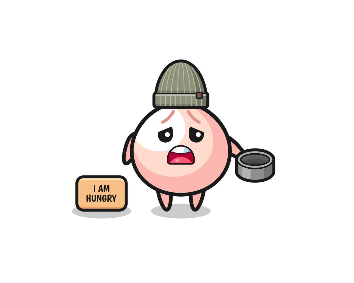 cute meatbun beggar cartoon character vector