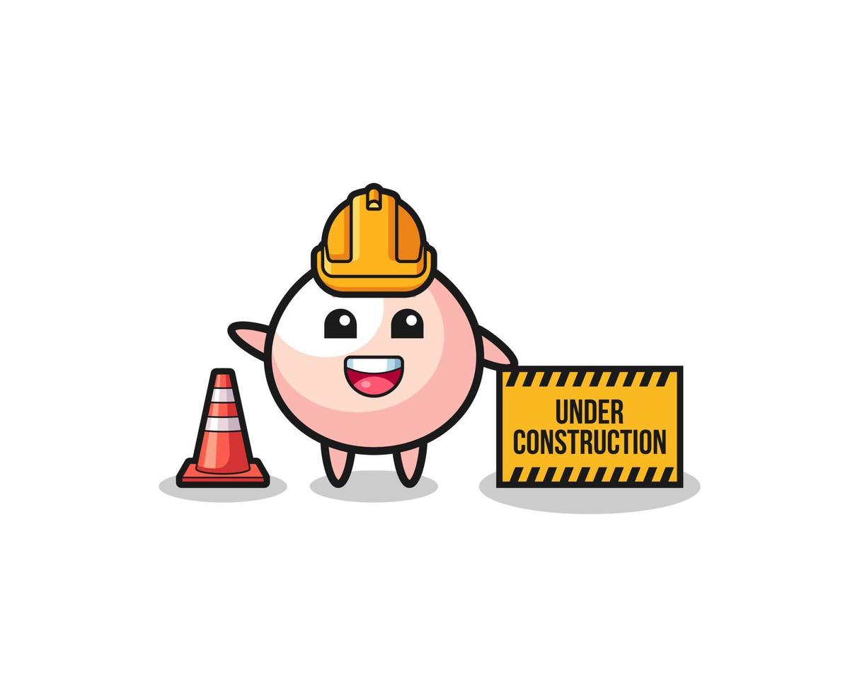 illustration of meatbun with under construction banner vector