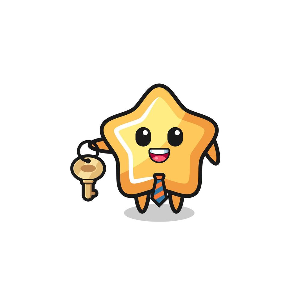 cute star as a real estate agent mascot vector