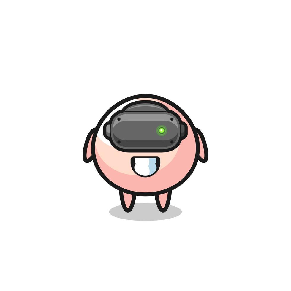 cute meatbun using VR headset vector