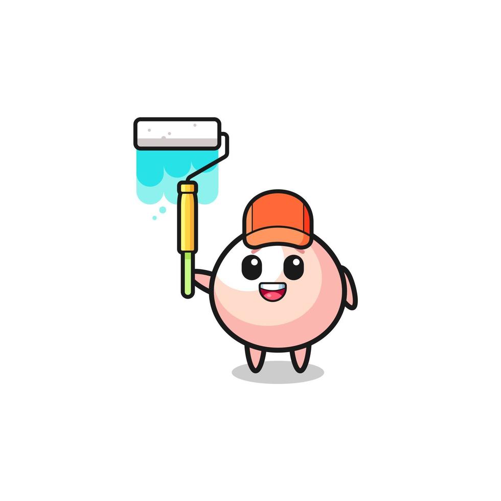 the meatbun painter mascot with a paint roller vector