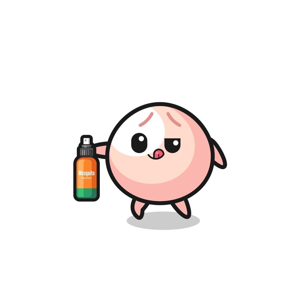 cute meatbun holding mosquito repellent vector