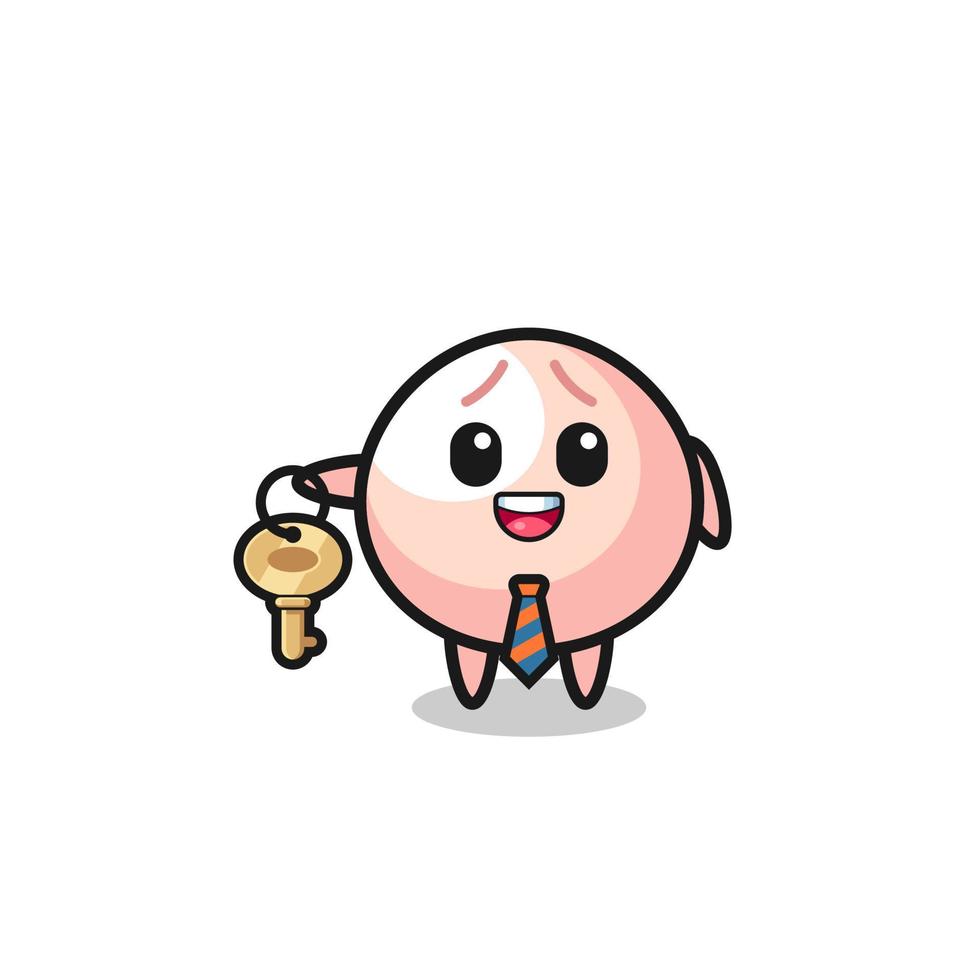cute meatbun as a real estate agent mascot vector