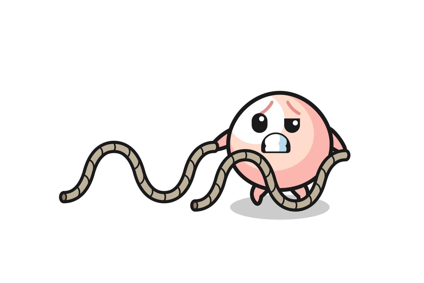 illustration of meatbun doing battle rope workout vector