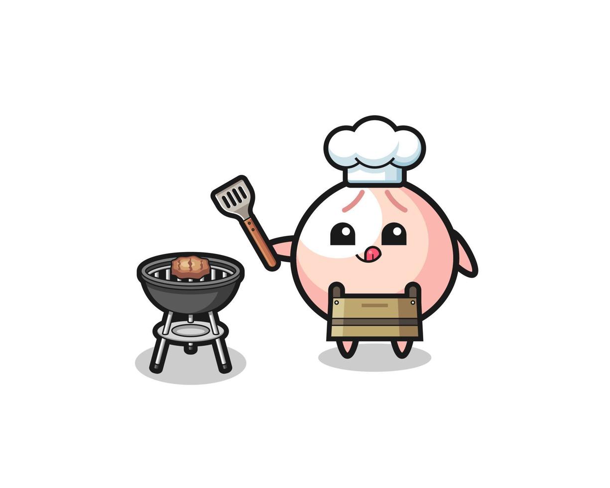 meatbun barbeque chef with a grill vector