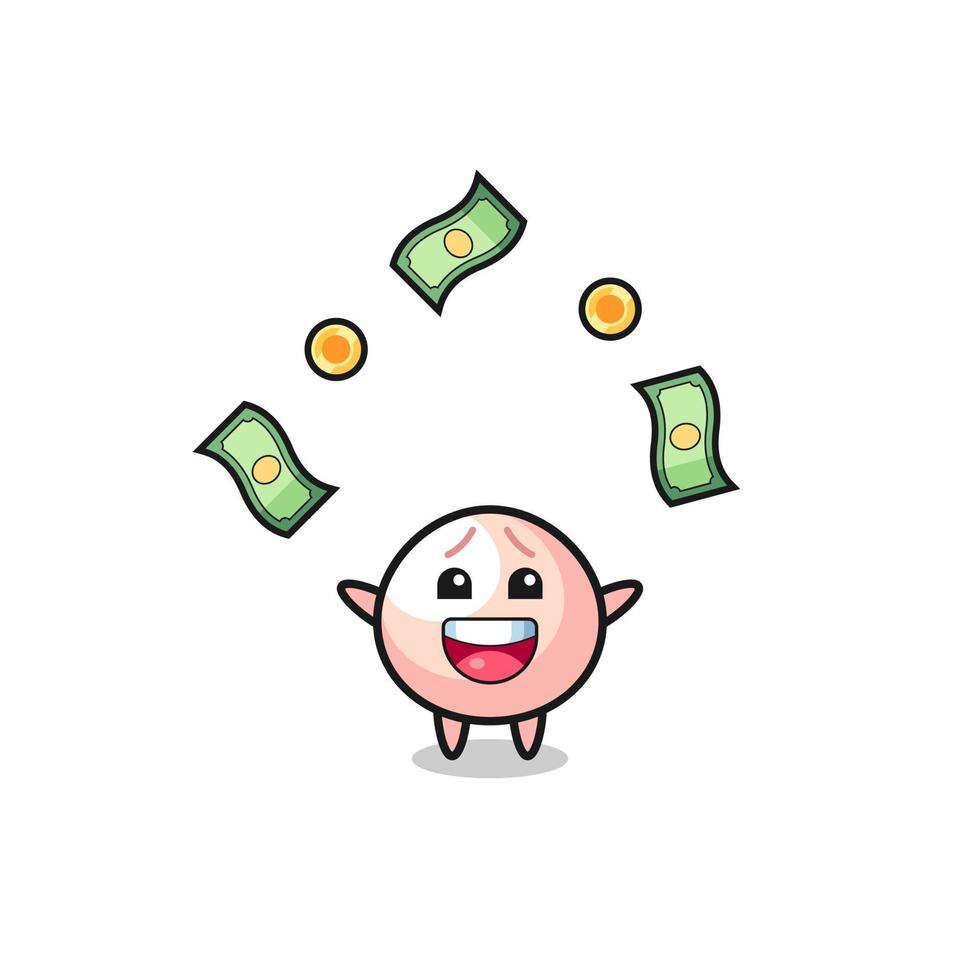 illustration of the meatbun catching money falling from the sky vector