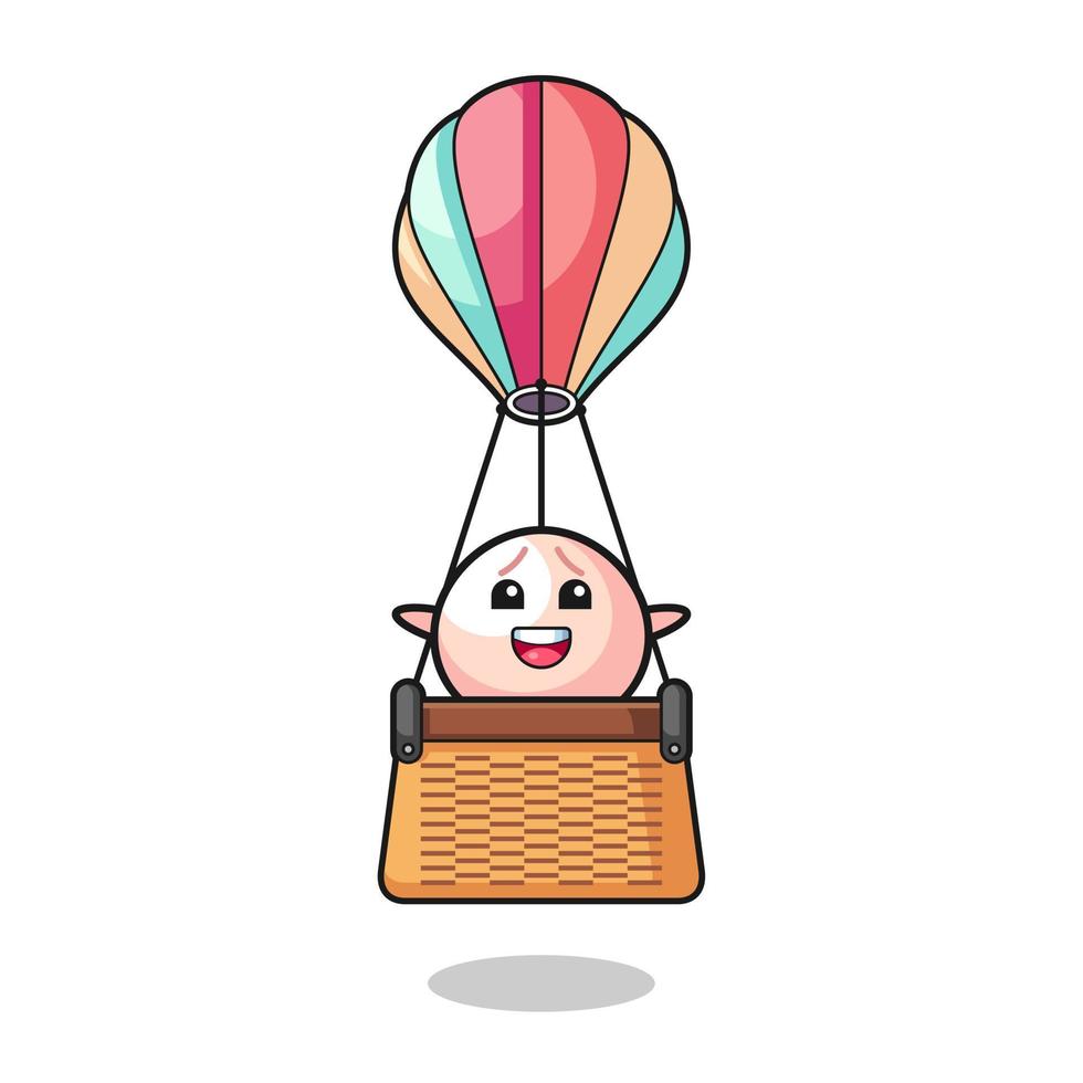 meatbun mascot riding a hot air balloon vector
