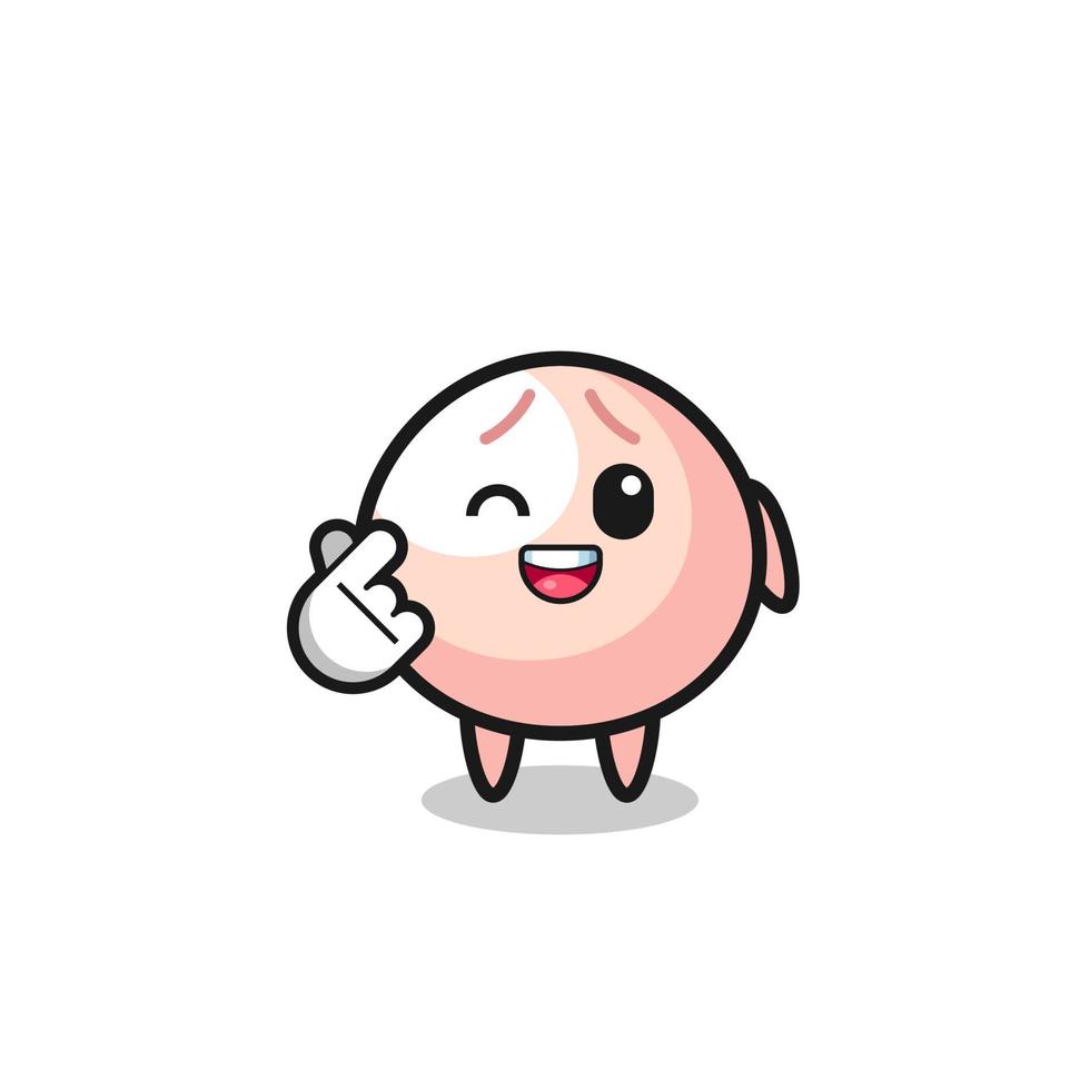 personaje de meatbun haciendo corazón de dedo coreano vector