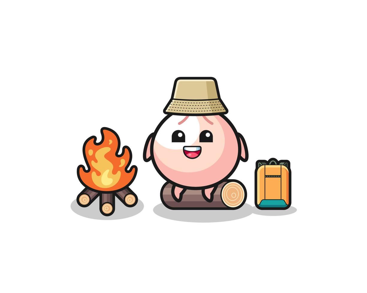 camping illustration of the meatbun cartoon vector