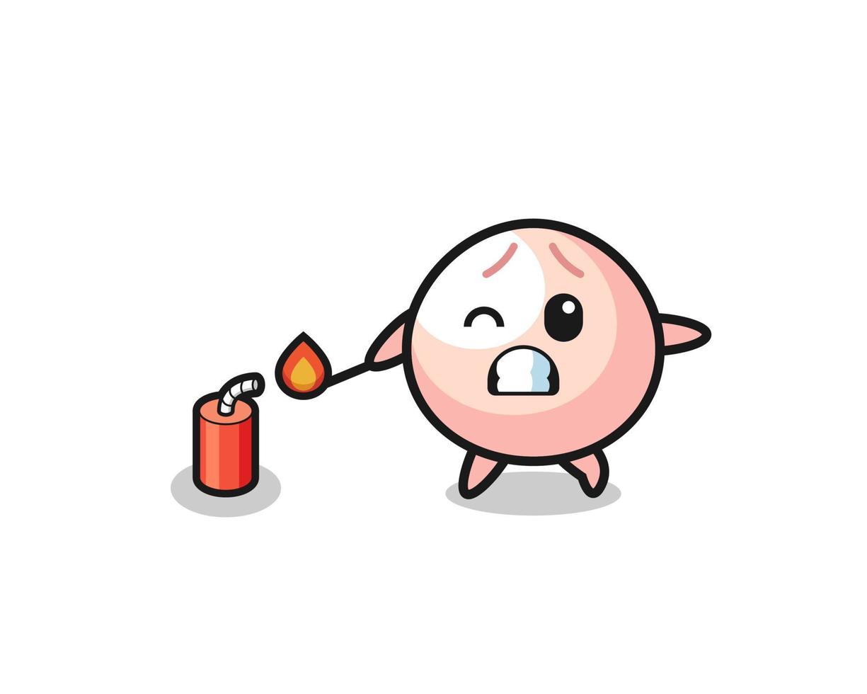 meatbun mascot illustration playing firecracker vector