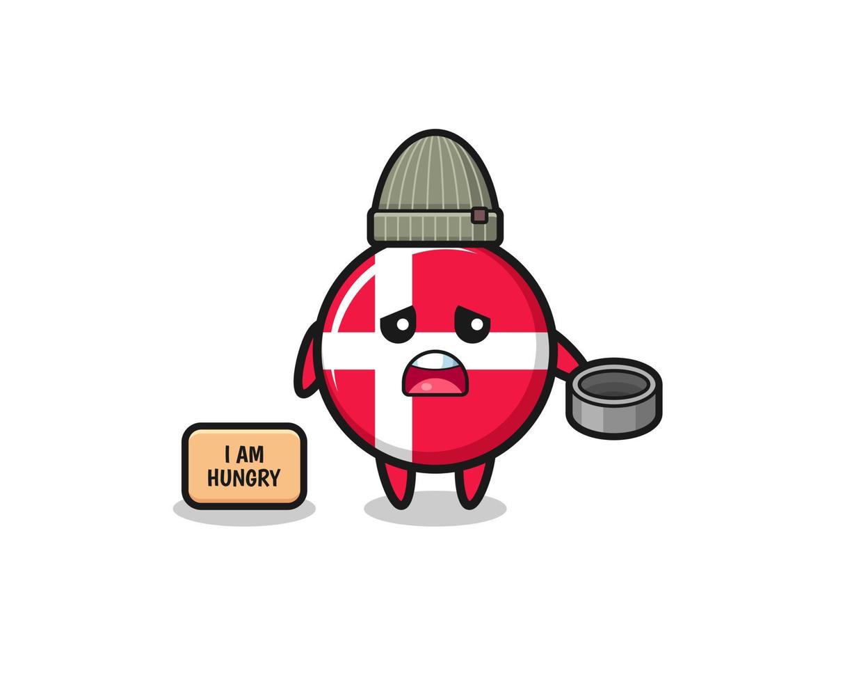 cute denmark flag beggar cartoon character vector