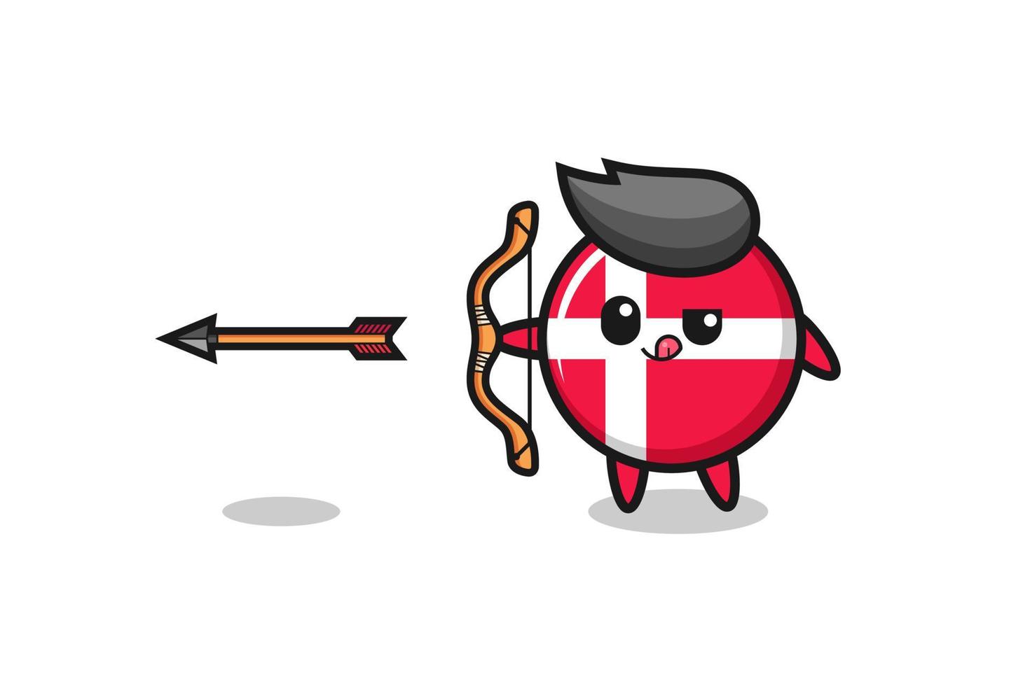 illustration of denmark flag character doing archery vector