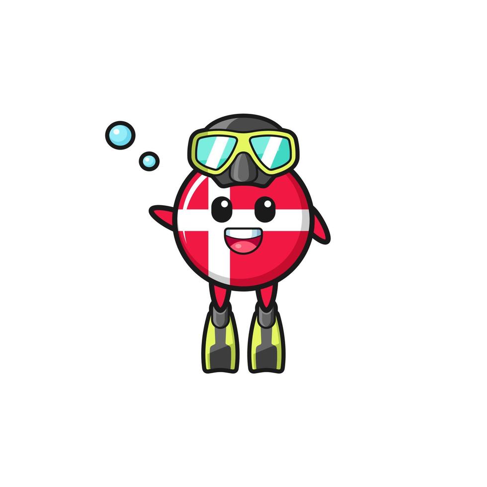 the denmark flag diver cartoon character vector