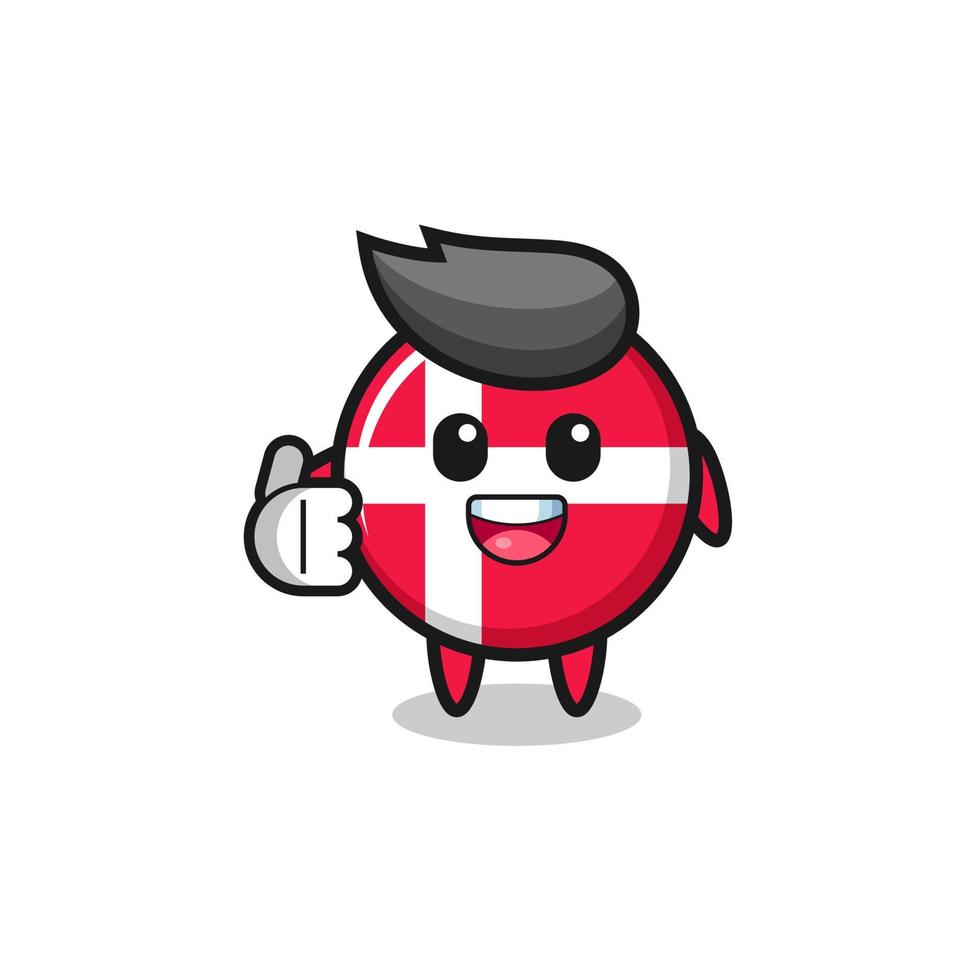 mascota de la bandera de dinamarca haciendo pulgares arriba gesto vector