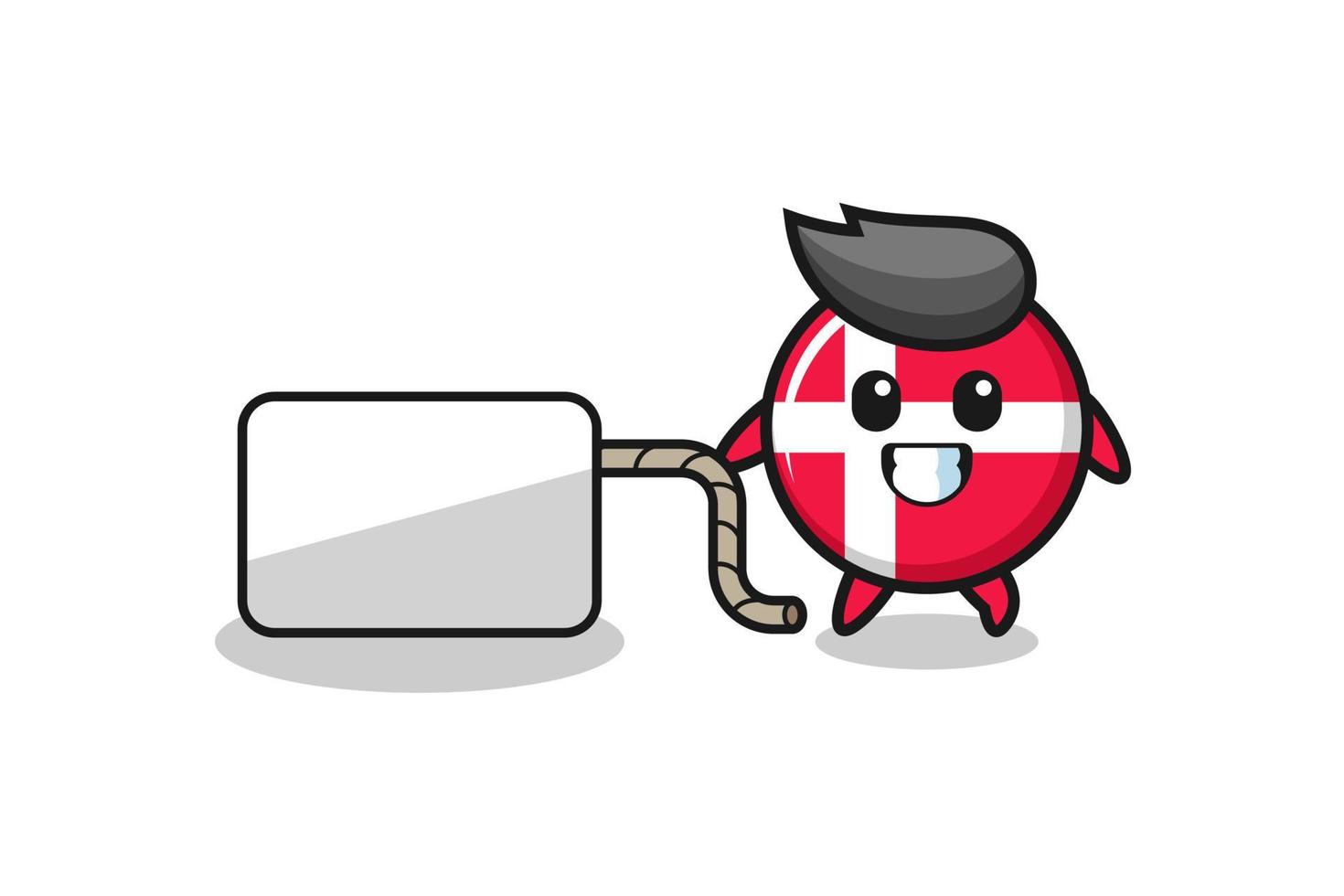 denmark flag cartoon is pulling a banner vector