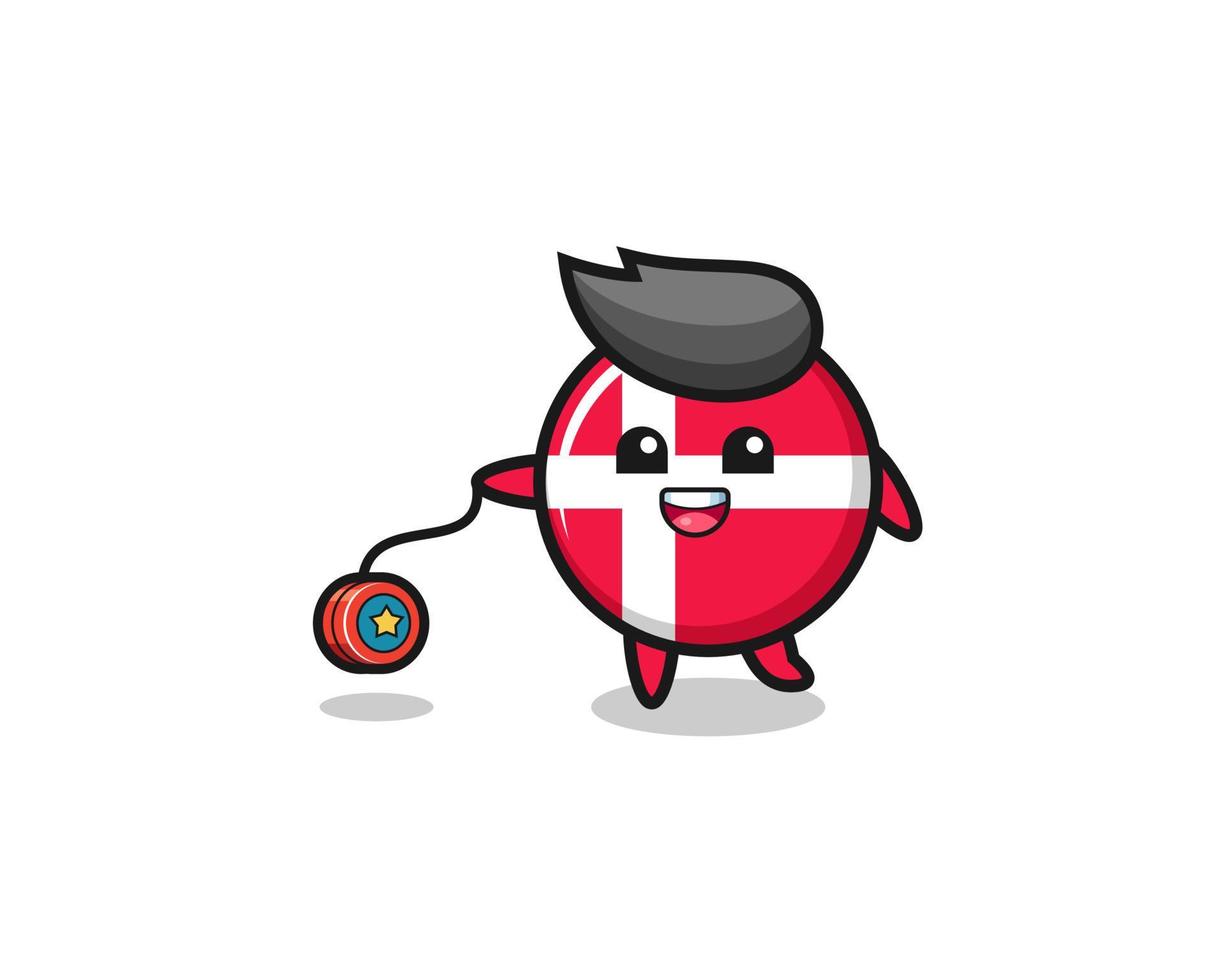 cartoon of cute denmark flag playing a yoyo vector