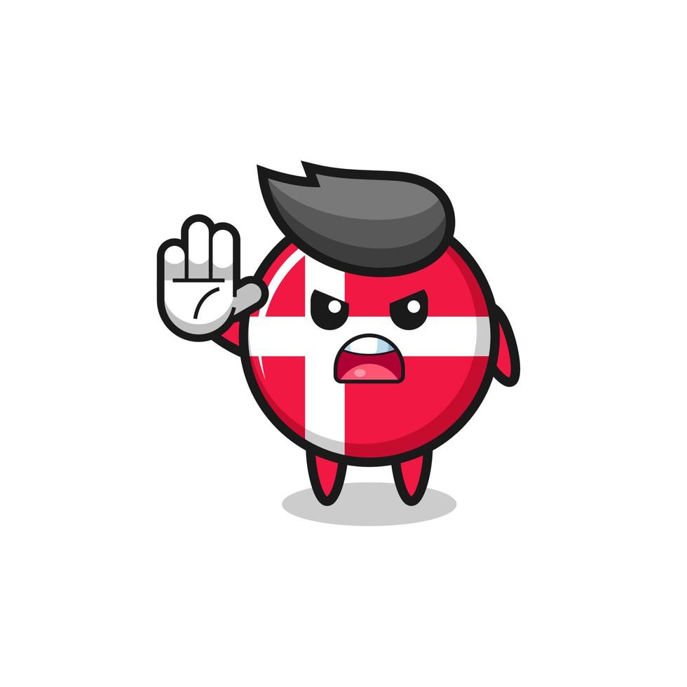 denmark flag character doing stop gesture vector