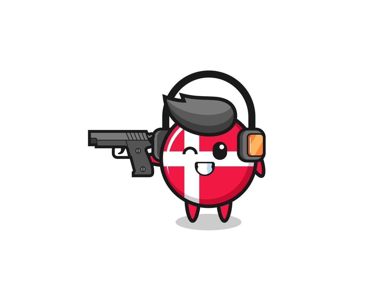 illustration of denmark flag cartoon doing shooting range vector