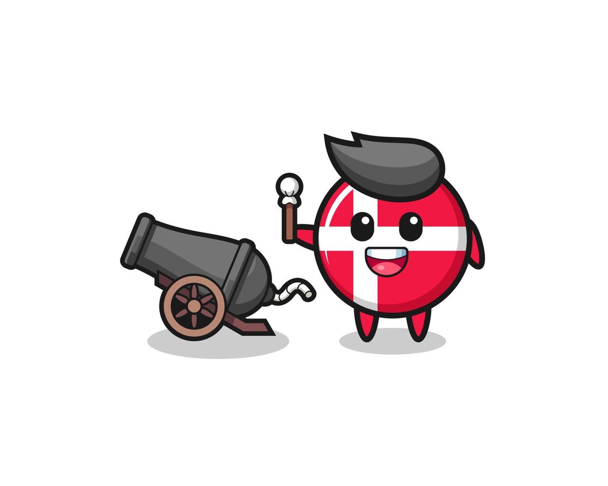 cute denmark flag shoot using cannon vector