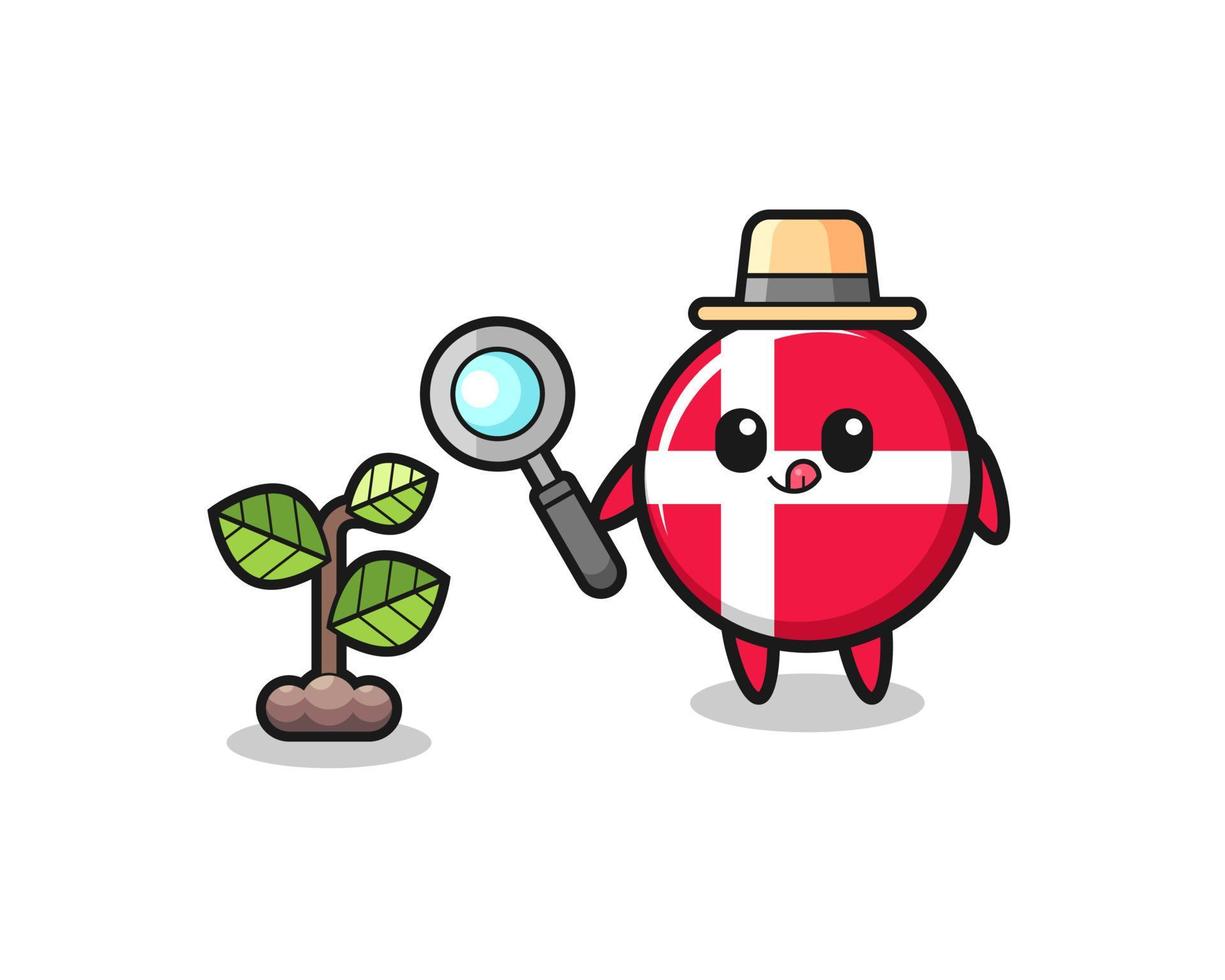 cute denmark flag herbalist researching a plants vector