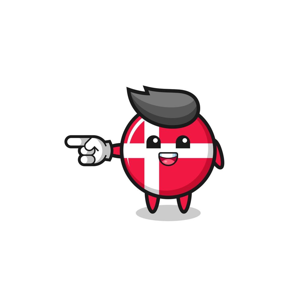 denmark flag cartoon with pointing left gesture vector