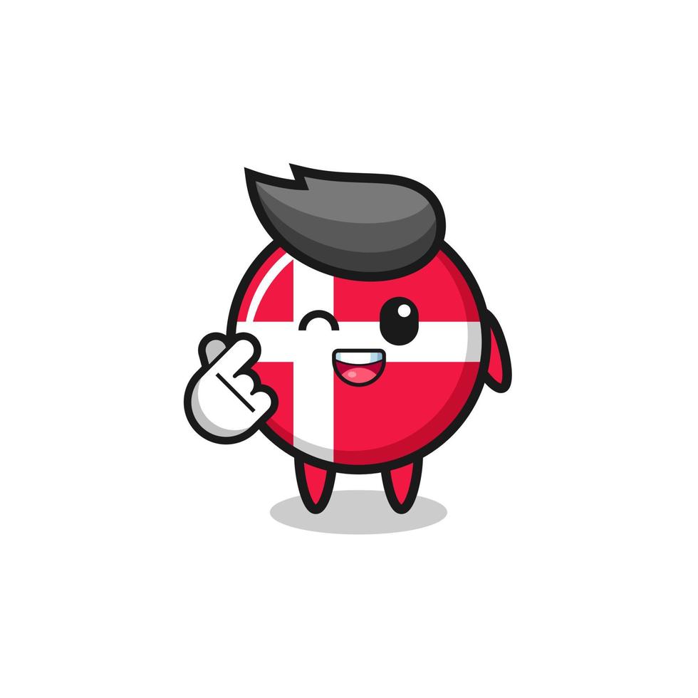 denmark flag character doing Korean finger heart vector