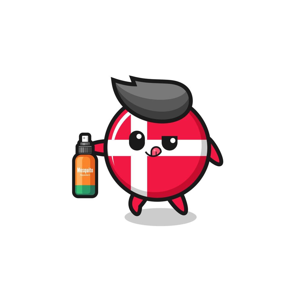 cute denmark flag holding mosquito repellent vector