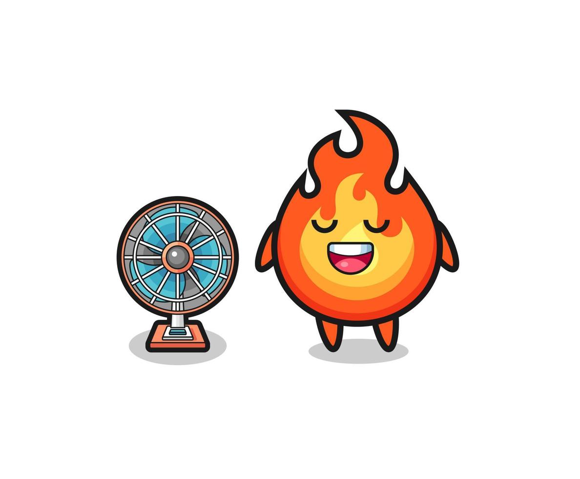 cute fire is standing in front of the fan vector