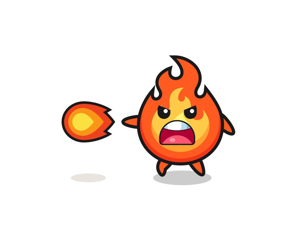 cute fire mascot is shooting fire power vector