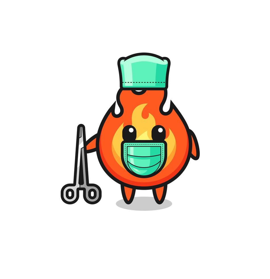 personaje de mascota de fuego de cirujano vector