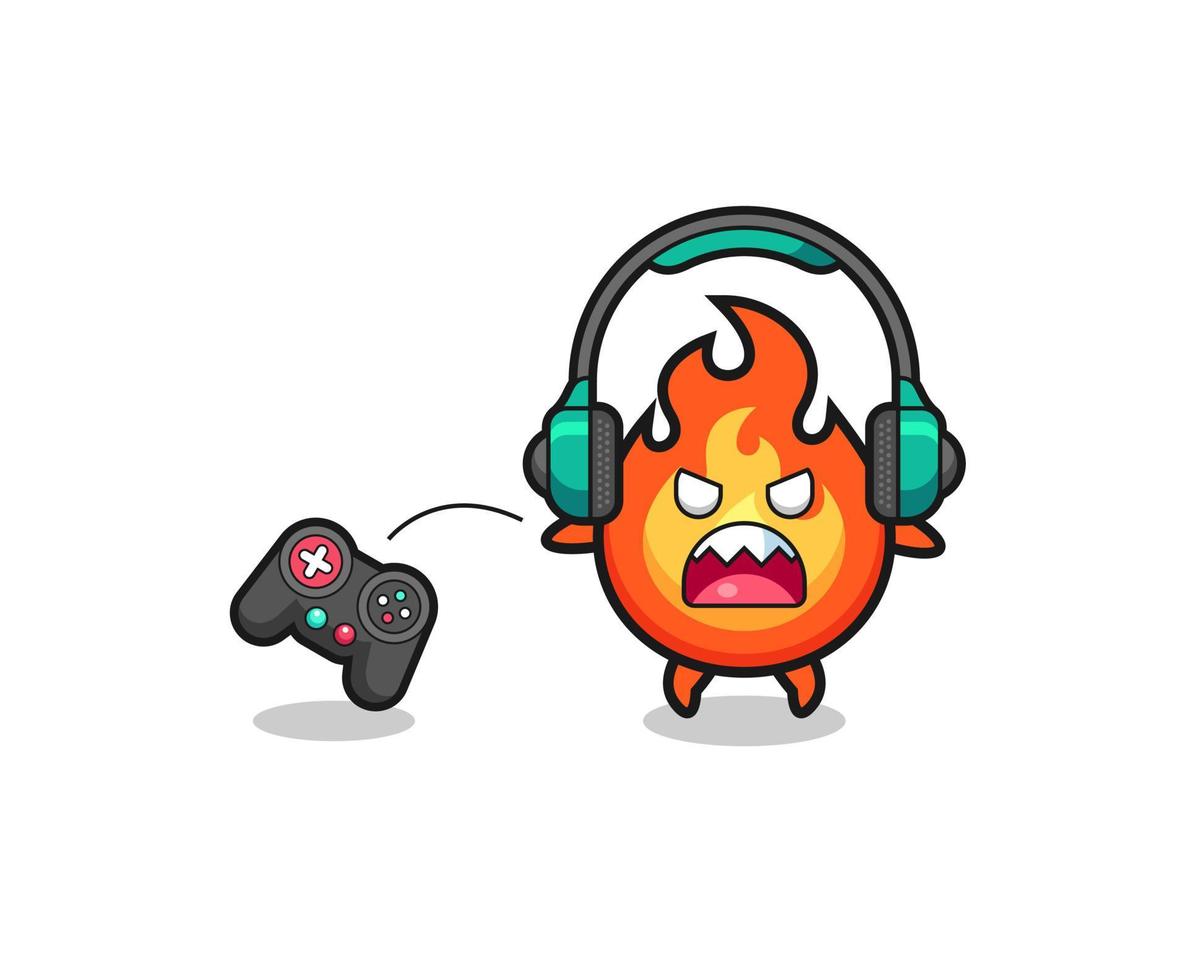 fire gamer mascot is angry vector