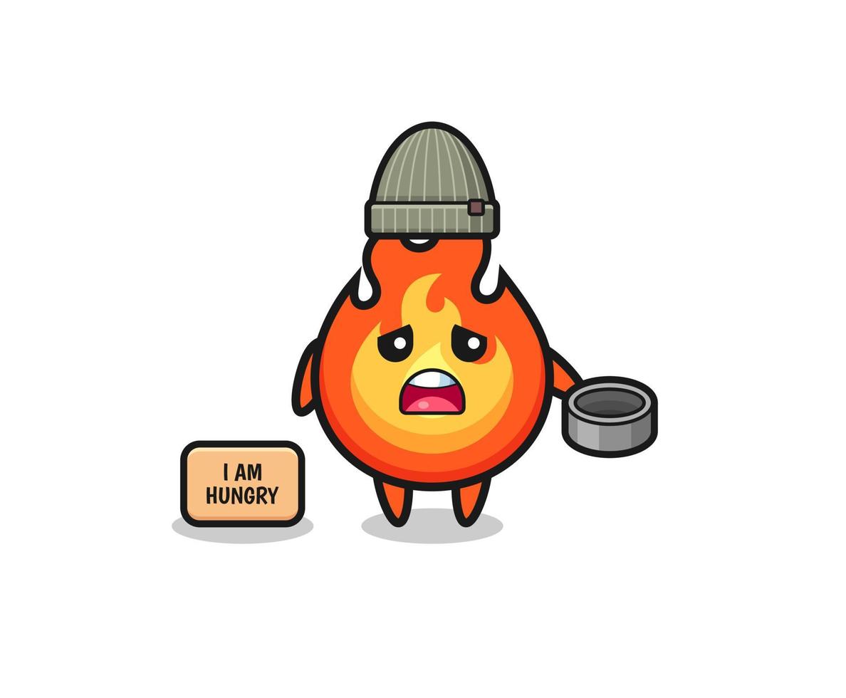 cute fire beggar cartoon character vector