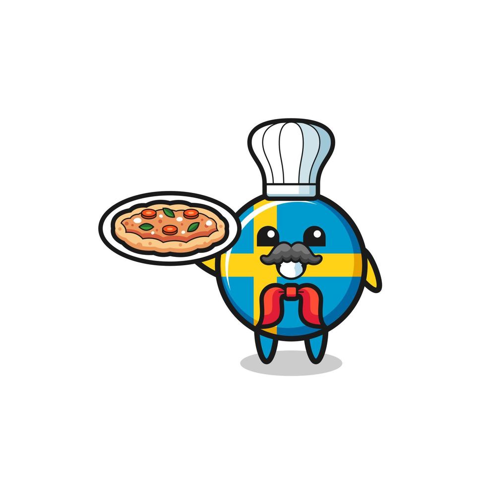 sweden flag character as Italian chef mascot vector