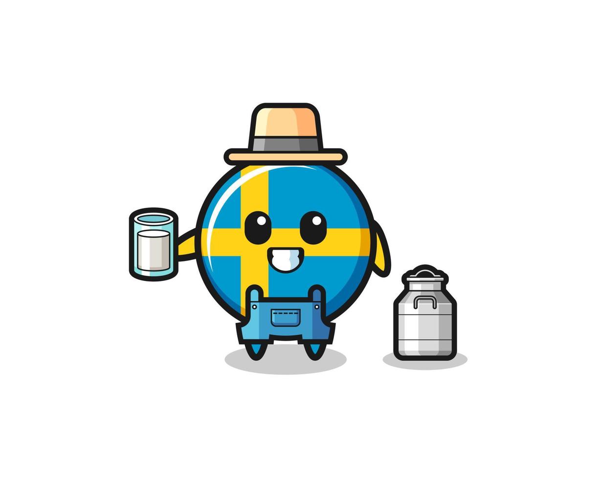 sweden flag cartoon as the dairy farmer vector