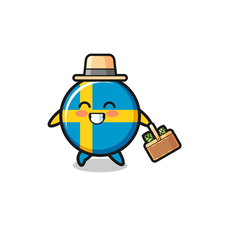 sweden flag herbalist character searching a herbal vector